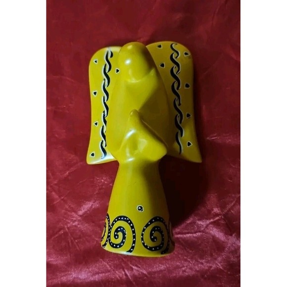 unbranded Other - Hand-Carved Soapstone Angel – Yellow W/Black‎ Design